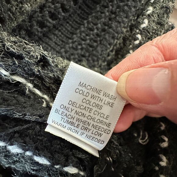 LA Hearts Black Gray and Cream Striped Knit Long Line Open Cardigan Sweater OS - Picture 9 of 12